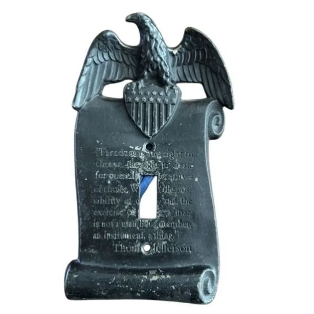 Vintage American Eagle Thomas Jefferson Freedom Brass Light Switch Cover